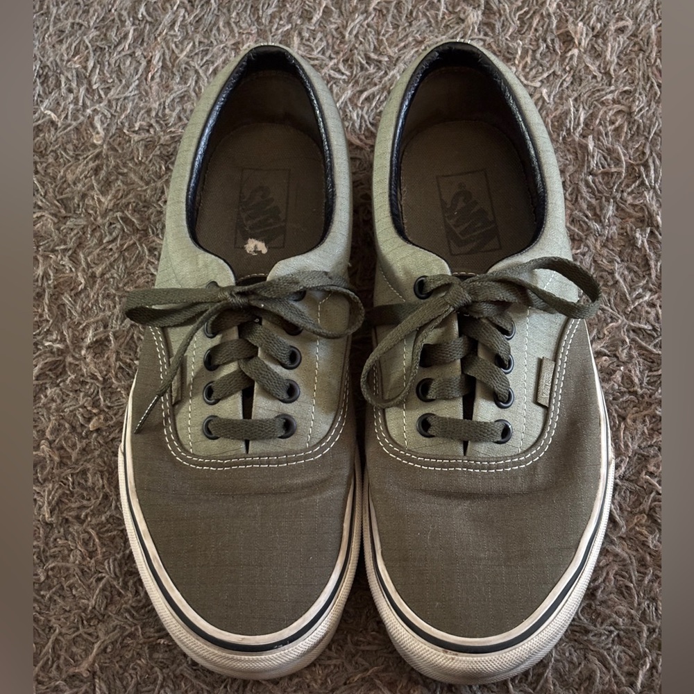 Vans Era Mens Green Two Tone Canvas Lace Up Lifestyle Sneakers Shoes Size 9